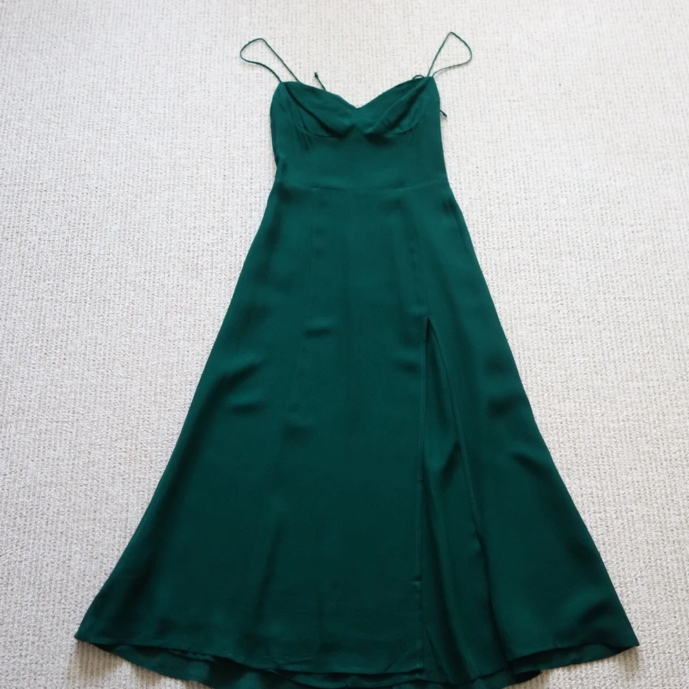 NEW Reformation Juliette Dress Emerald Green - Picture 6 of 16